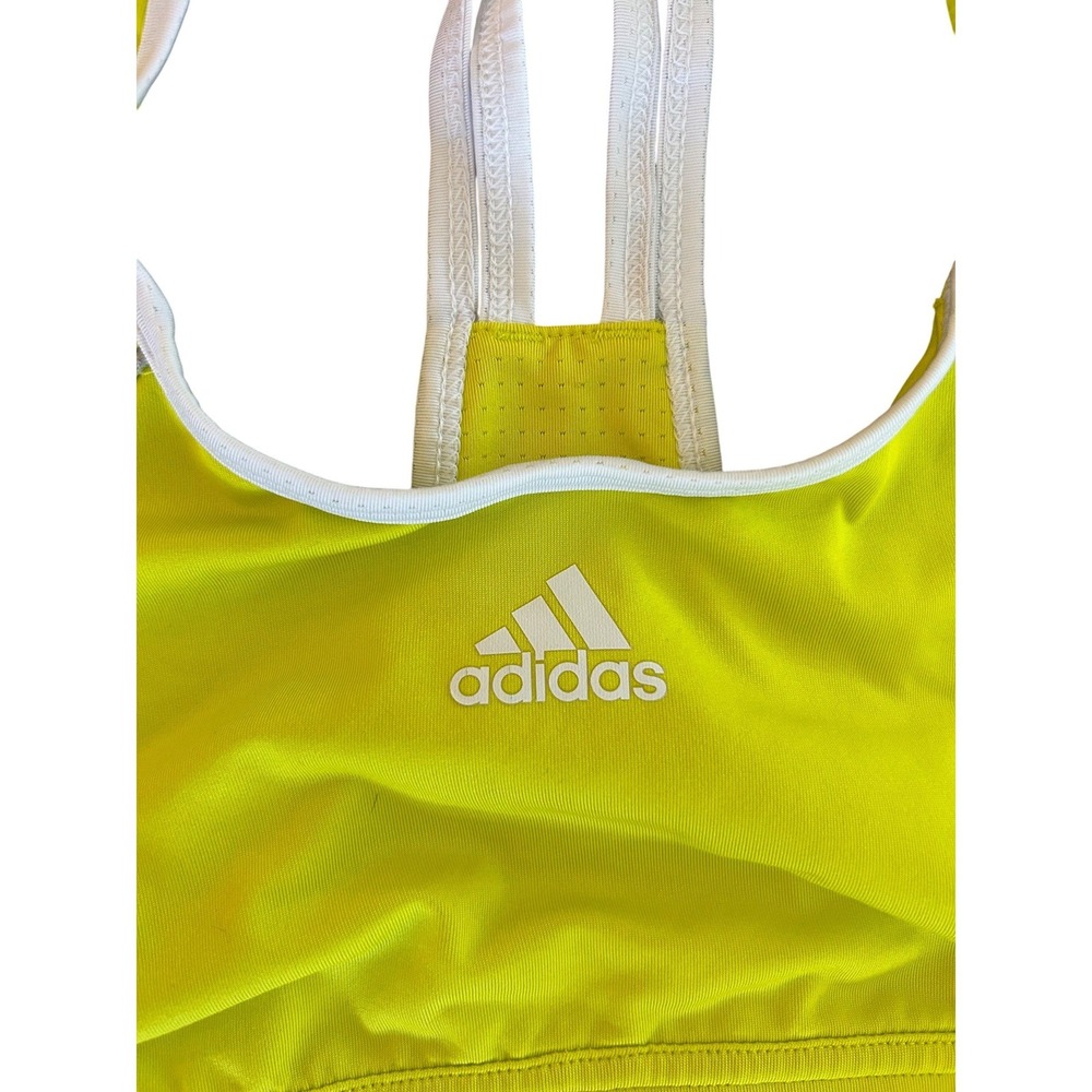 Adidas Climalite Womens Sports Bra Neon Yellow Lime Green Strappy Racerback S - Picture 2 of 5